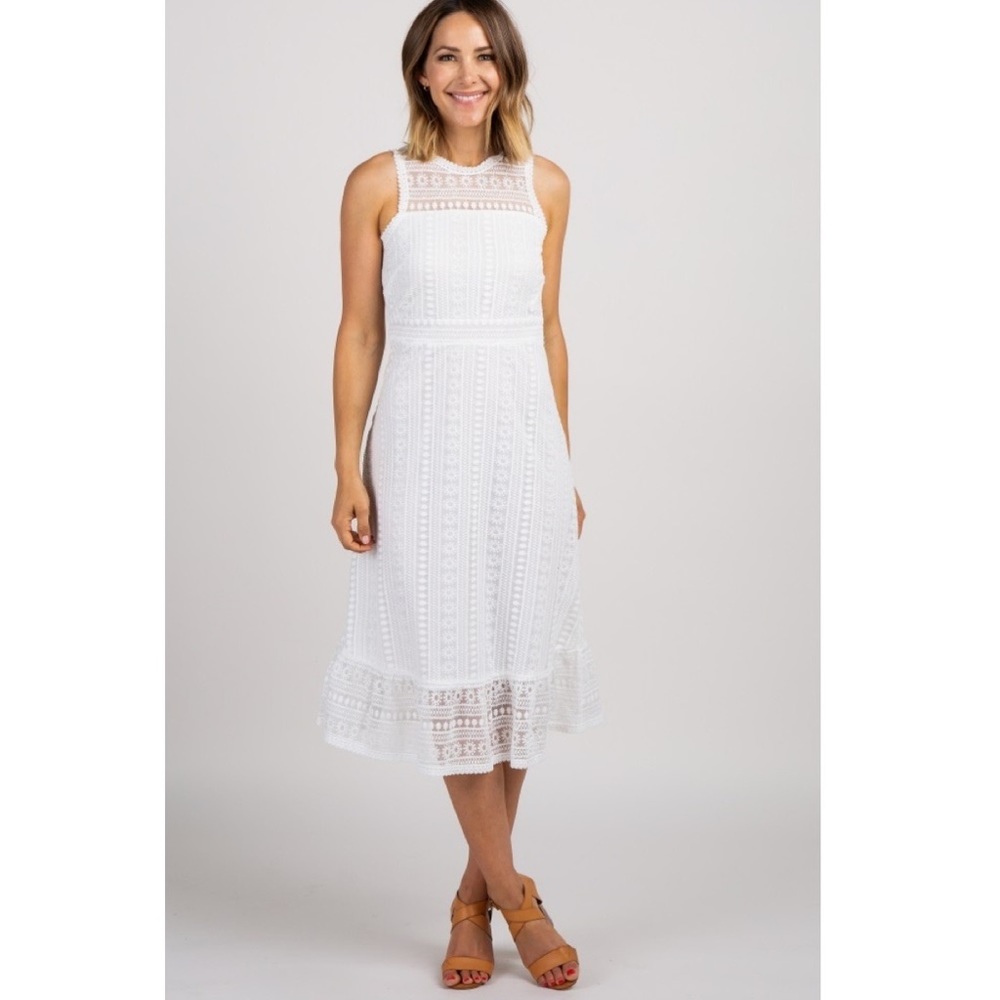 Pinkblush White Lace Midi Dress